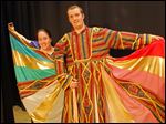  From left, Jaime Becker at the Narrator and Andy Dysard as Joseph in Waterville Playshop's production of 'Joseph and the Amazing Technicolor Dreamcoat.'