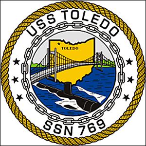 cty USS TOLEDO   received 12/18/2012      U.S. Navy submarine logo   ***  NOT BLADE IMAGE     The logo for the USS Toledo, SSN 769, nuclear submarine.