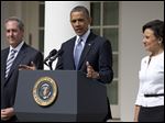  President Obama announces the nomination of Penny Pritzker, right, as Commerce Secretary and Michael Froman as U.S. Trade Representative, in Washington. 