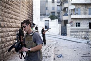 This photo posted on the website freejamesfoley.org shows journalist James Foley in Aleppo, Syria, in September, 2012. Foley is believed alive and in a Syrian detention center.