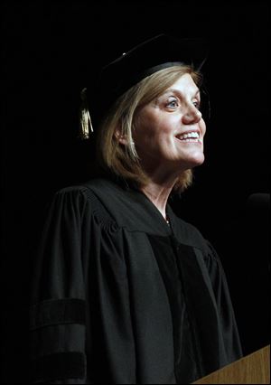 Sandra Pianalto,  president and chief executive officer of the Federal Reserve Bank of Cleveland, gives the morning commencement address at UT.  