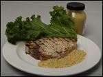  Grilled swordfish with mustard.