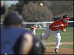  Otsego’s Ryan Smoyer pitches against Lake. The senior is 4-0 this season with a 0.95 ERA and is hitting .447 for the Knights (10-5, 7-0 NBC).