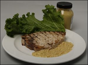 Grilled swordfish with mustard.