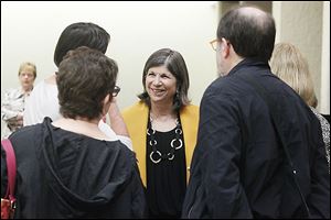 Pulitzer Prize winning columnist and author Anna Quindlen speaks at a reception before her talk as part of the Authors! Authors! series at the Stranahan Theater.