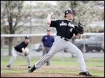  Perrysburg's Nick Munger pitches the ball against Anthony Wayne during boys baseball action at Anthony Wayne High School on April 29.