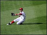  Nationals right fielder Bryce Harper catches a liner by Tigers catcher Alex Avila during the fourth inning in Washington. Detroit outhit the Nationals, but were swept in the two-game series.