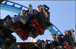 Fans ride the new GateKeeper at Cedar Point.