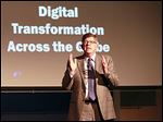  Davie Hunke, chief strategy officer for Digerati, delivers the keynote speech at the University of Toledo's uHeart Digital Media