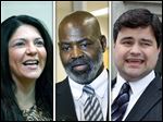  Democrats Anita Lopez, left, and Joe McNamara, right, are seen as Mayor Mike Bell’s top challengers.