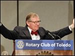  Dr. E. Gordon Gee, President of The Ohio State University, speaks to the Rotary Club of Toledo during a luncheon at the Park Inn.