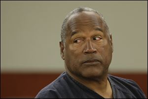 O.J. Simpson listens to testimony at an evidentiary hearing in Clark County District Court, Monday in Las Vegas.