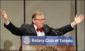Dr. E. Gordon Gee, President of The Ohio State University, speaks to the Rotary Club of Toledo during a luncheon at the Park Inn.