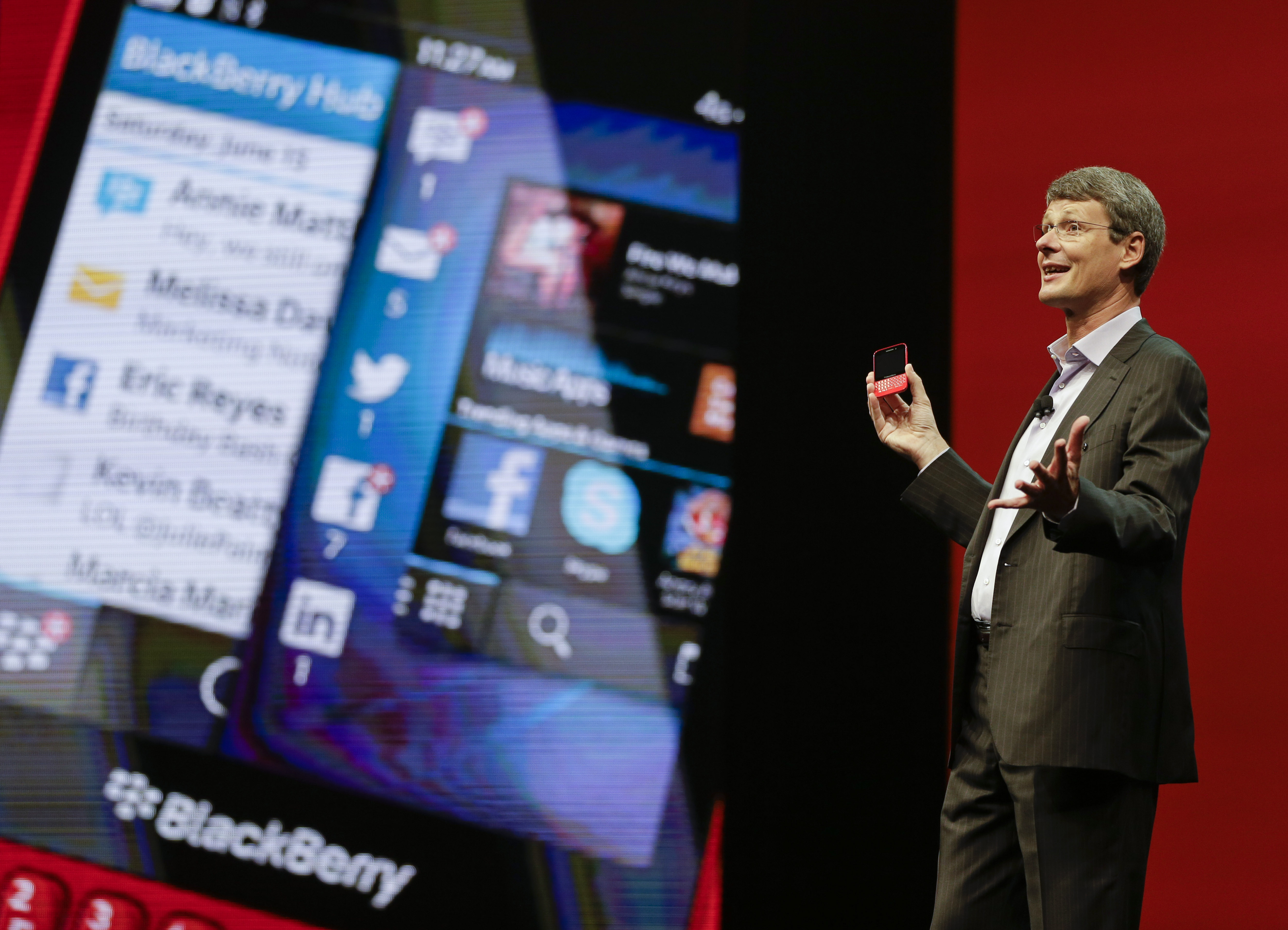 BlackBerry CEO introduces new, 'slim, sleek' smartphone at conference