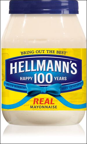 This undated image provided by Hellman's shows Hellmann's mayonnaise's special anniversary packaging. 