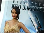  Zoe Saldana arrives Tuesday at the Los Angeles premiere of 'Star Trek Into Darkness.'