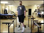  ‘I've gotten a second chance at life,’ Mike Severino says. ‘The blood clots could have killed me.’ Mr. Severino, who has diabetes, had a leg amputated in January. Fellow volunteers are serving a spaghetti dinner benefit today.
