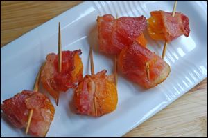Bacon-Wrapped Stuffed Apricots are bite-size flavor explosions.