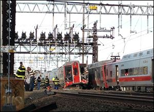 The railroad says the accident involved a New York-bound train leaving New Haven, Conn. It derailed and hit a westbound train near Fairfield, Conn. Some cars on the second train also derailed.