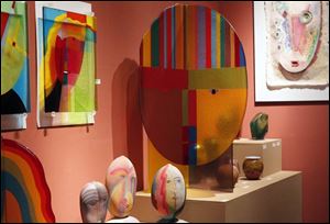 A collection of glass pieces by Tom McGlauchlin being shown at  20 North Gallery on South St. Clair on May 13, 2013. The gallery is closing after 20 years of operation.