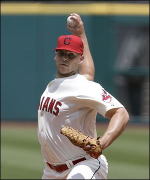 Cleveland Indians starting pitcher Justin Masterson delivers in the first inning of a baseball game against the Seattle Mariners.