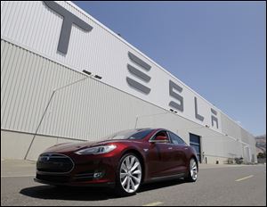 A Tesla Model S outside the Tesla factory in Fremont, Calif. 