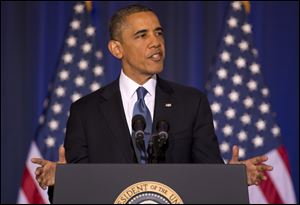 President Barack Obama talks about national security at the National Defense University at Fort McNair in Washington.