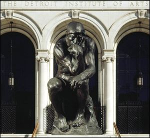 Auguste Rodin's 'The Thinker' (1904) was conceived as representing Dante, the central figure of Rodin's monumental sculpture 'The Gates of Hell.' It’s installed in front of the DIA on Woodward Avenue.