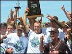  BLADE Bowling Green baseball team celebrates winning the MAC tournament championship with a victory over Ball State on Sunday.