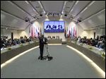  General view of a meeting of oil ministers of the Organization of the Petroleum Exporting countries, OPEC, at their headquarters in Vienna, Austria, today.