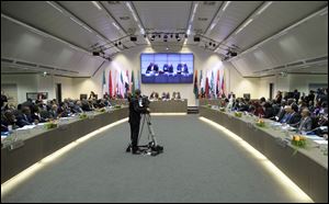 General view of a meeting of oil ministers of the Organization of the Petroleum Exporting countries, OPEC, at their headquarters in Vienna, Austria, today.