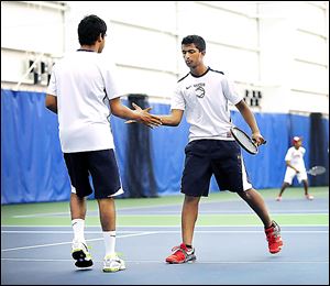 Maumee Valley's Navdeep Bais, left, and Annu Reddy fell in the second round of Division II doubles.