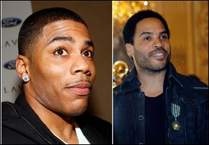 Rapper Nelly, left, and Lenny Kravitz, right, will both appear on the CMT Awarts show Wednesday night.