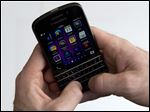  A BlackBerry Q10 smartphone.