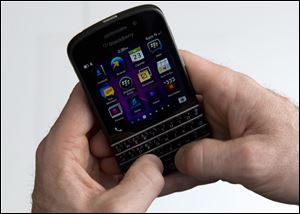 A BlackBerry Q10 smartphone.