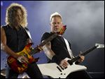  James Hetfield, right, and Kirk Hammett Stuart of Metallica performs during the Rock in Rio music festival in Rio de Janeiro, Brazil.