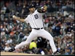  Detroit Tigers pitcher Justin Verlander throws against the Cleveland Indians in the first inning.