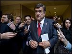  House Intelligence Committee Ranking Member Rep. Dutch Ruppersberger, D- Md., is followed by reporters following a closed all-member briefing on the NSA on Capitol Hill Tuesday.