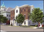  This is a conceptual drawing of a proposed senior housing complex in north Toledo that would involve renovating the existing St. Hedwig School and adding on to it to create 41 senior apartments.