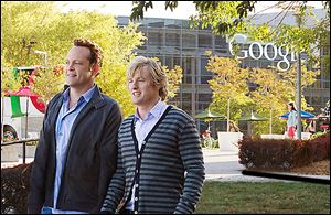 The characters played by Vince Vaughn, left, and Owen Wilson land internships at Google in Mountain View, Calif. Google  lent its brand and its campus to get more people to feel good about it.