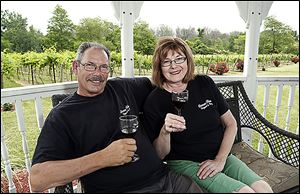 Bob and Mary Tebeau, owners of Chateau Tebeau Winery in Helena, Ohio.