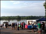  The crowd enjoys the water during  