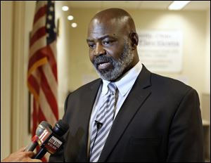 Incumbent Mayor Mike Bell sometimes relies on bullet points during interviews.
