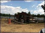  Building on the west side of the Olander Park lake was burned overnight.