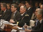  From left, Deputy Attorney General James Cole; National Security Agency Deputy Director Chris Inglis; NSA Director Gen. Keith B. Alexander; Deputy FBI Director Sean Joyce; and Robert Litt, general counsel to the Office of the Director of National Intelligence, prepare to testify on Capitol Hill today before the House Intelligence Committee hearing regarding NSA surveillance. 