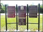  Historical markers designate a former family farm, the Old King Farm in Delta, which was a station on the Underground Railroad. These markers were erected this week and sit in a parking lot overlooking the King family cemetery in Delta, Ohio
