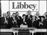  Stephane Streeter, CEO of Libbey, Inc., rings the closing bell at the New York Stock Exchange.
