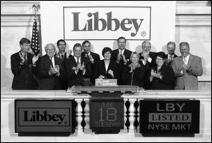 Stephane Streeter, CEO of Libbey, Inc., rings the closing bell at the New York Stock Exchange.