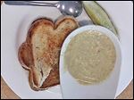  Grilled cheese on sourdough bread with potato, leek, and bacon soup from the Toledo Museum Cafe.