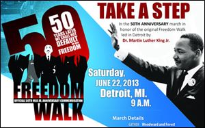 Flyer for the 50th Anniversary march in honor of the original Freedom Walk in Detroit.
